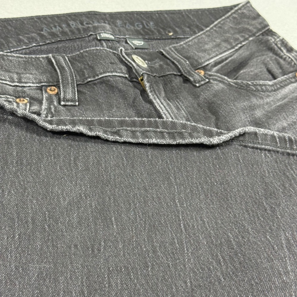 American Eagle Strigid High Waisted Distressed Flare Jeans Black Womens 00 Short